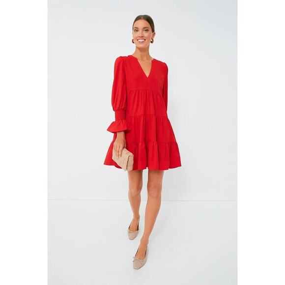 Tuckernuck Kenzo Dress Size XS Red Mini Long Sleeve Pomander Place - Picture 5 of 16
